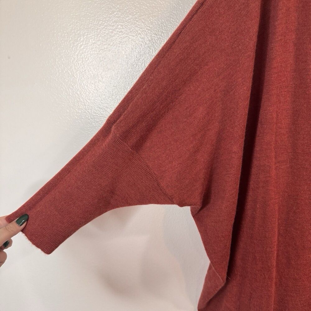Eileen Fisher Sweater 3X 100% Merino Wool Red Orange Italian Yarn V-neck Dolman - Picture 3 of 9